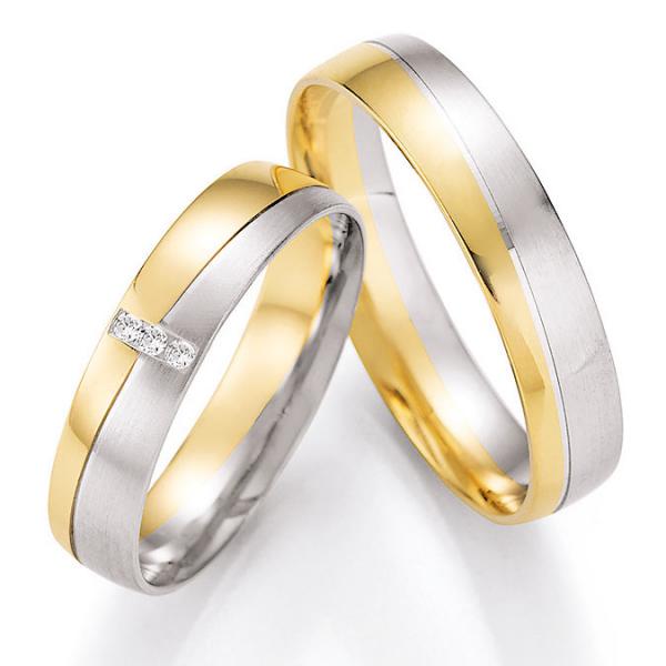 Nowotny-Collection Ruesch Trauringe Weiss-Gelbgold 66/43070-045 + 66/43080-045